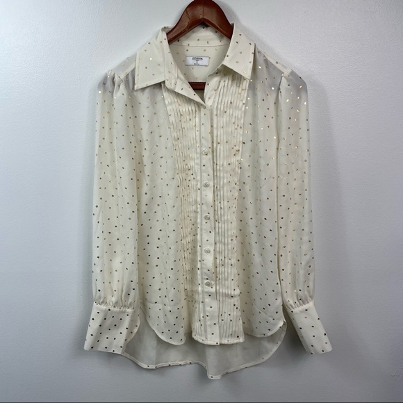 Untuck It Gold Detail Button Down Blouse - Picture 2 of 5